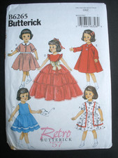 Butterick B6265 Retro'57 18" Doll Clothes American Girl Uncut Sewing Pattern