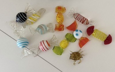 Art Glass Hand Blown Colorful Twist Decorative Candy Lot 11