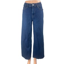 Warp  Weft Women's Blue High Rise Palazzo Trouser Wide Leg Denim Jeans Pants 28