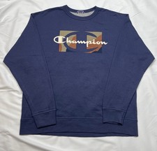 Champion Herren Pullover Blau Logo Rundhals L...