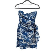 NWT Reformation Turnip Dress, Toscana Print, Strapless Wrap, Blue, Size 8