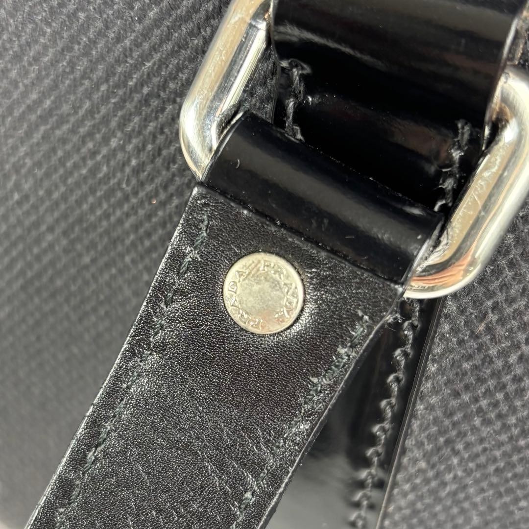 PRADA Women's Tote Bag Handbag Canvas Leather Black Noir Used Authentic thumbnail 11