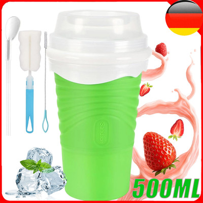 500ml Slush Becher Ice/Eis Maker Slushy Frozen Magic Mit Strohhalm und Löffel DE