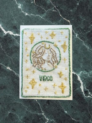 ACEO Art Card Hand Embroidered Zodiac Sign Virgo Astrology Star Sign
