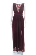 Adrianna Papell Womens Floor Length Tulle Lace Gown Red Size 4 10599448