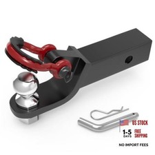 2 inch Ball Hitch with Tow Shackle 7500lbs, 2 in Drop - Heavy Duty Steel