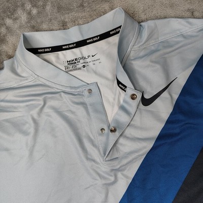 Nike Polo Shirt Mens XL Blue Momentum Fly Dri FIT Blade Collar