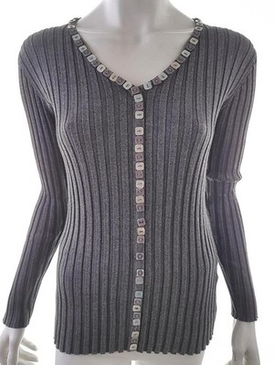 PACO BOUTIQUE Damen Langer Geknöpfter Cardigan Gr. M Leichter Strick Langer