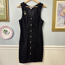 Vintage 90s Black Jumper Dress Size Small Rachel Green Velvet Whimsigoth