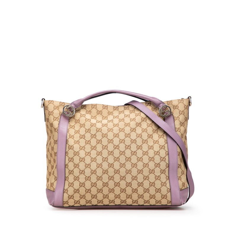 GUCCI GG Canvas Miss Tote Bag 2-Way Shoulder Leather 323675 821421