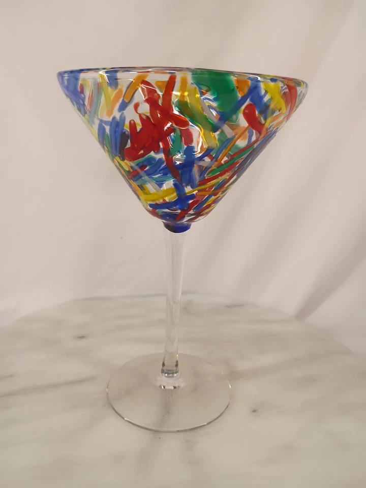 "Juego de 4 vasos de martini confeti soplado a mano Pier 1 7""" Foto 4 de 4
