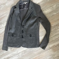 Cabi Women's Size M Medium Cardigan Blazer Gray 3 Buttons Pockets Wool Blend