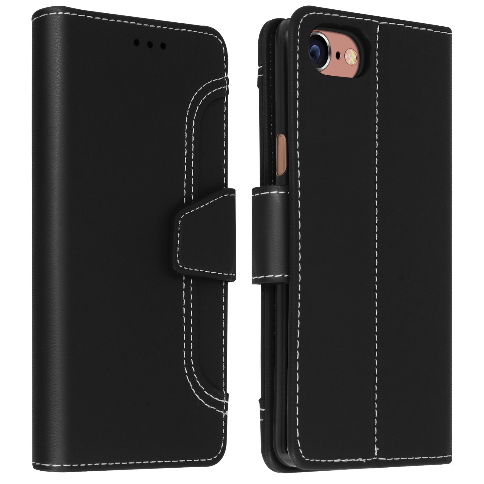 Coque rabattable iPhone 7/8/SE portefeuille en similicuir premium