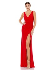 Ieena Mac Duggal 26513 Ruched Jersey Gown SZ 10 Red
