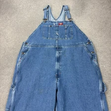 Dickies Dungarees Adult 46x30 Blue Bib Overalls Denim Work Wear Carpenter Mens