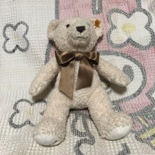 Plush Toy Steiff 113376 Cosy Year Teddy Bear 2019 with Ribbon and Yellow Tag