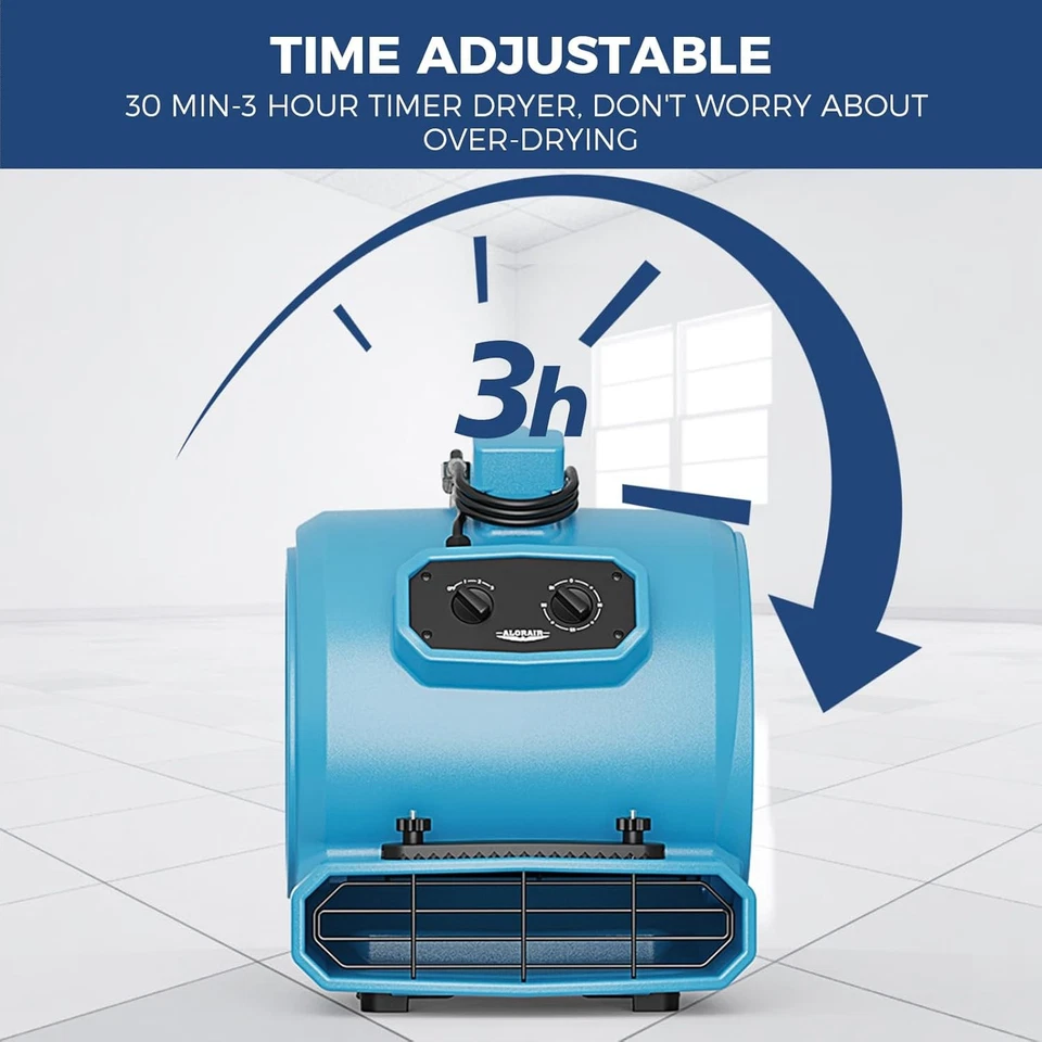 ALORAIR GE4000TC 4000 CFM 1 HP Air Mover Carpet Dryer Blower Floor Fan - Blue - Image 2 of 4