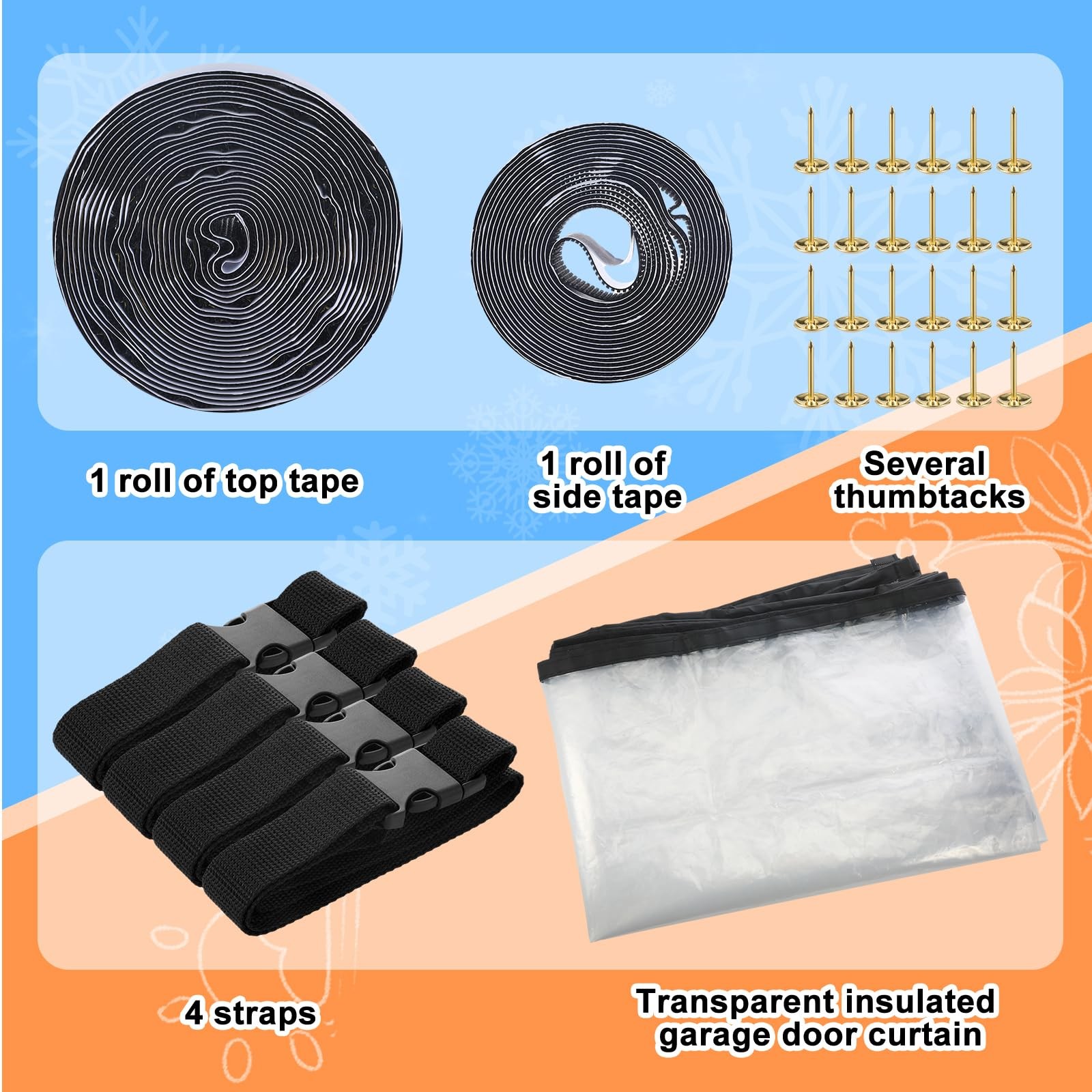 Garage Insulated Door Curtain Transparent Magnetic Screen Windproof Garage Do...