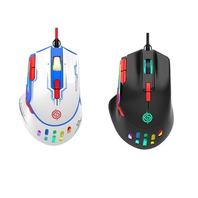 9 Keys Programmable Mouse Wired Computer Gaming Mice USB RGB Light 6400DPI Mice