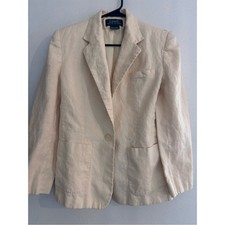 Ralph Lauren Pale Cream Linen-Blend Single-Button Blazer