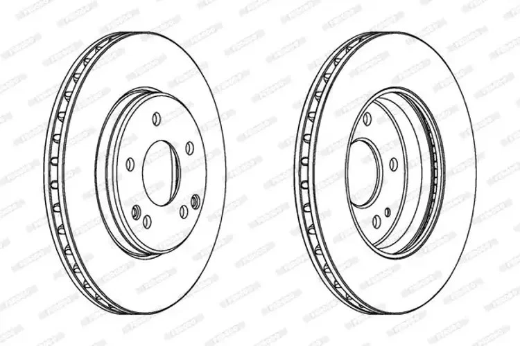 2x Brake disc Vented DDF1135C FERODO for MERCEDES-BENZ C-CLASS E-CLASS SLK CLK - Image 2 of 2