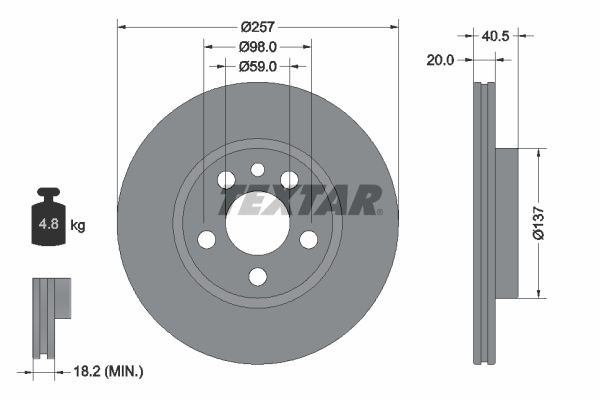 Textar Bremsscheiben Textar Ø 257Mm InnenbelüFtet FüR Citroen 92088003-image