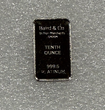 Vintage Baird & Co 1/10 oz .9995 Pure Platinum Bar  ~~~ Premium Platinum! ~~~ 3000.00 per troy oz