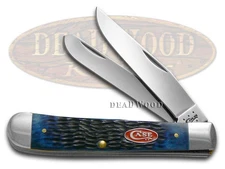 Case xx Knives Trapper Jigged Navy Blue Bone Stainless Pocket Knife 07051