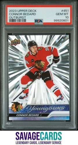 2023-24 Upper Deck Young Guns Outburst Connor Bedard PSA 10 #451 Chicago