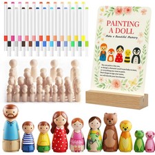 Fun Baby Shower Games Painting Kit, DIY Wooden Blank Dolls for Coloring, Baby...