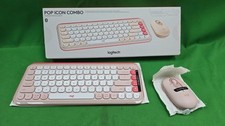 Logitech POP ICON Combo, Bluetooth Keyboard and Mouse Combo - Rose NEW E2