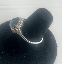 Art Nouveau Ladies Platinum Ring Set With Star Sapphire And Diamonds Size 6.5