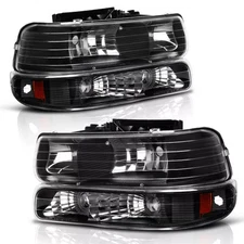 Headlights w/ Bumper Lights Set for 1999-2002 Silverado 2000-06 Tahoe Suburban