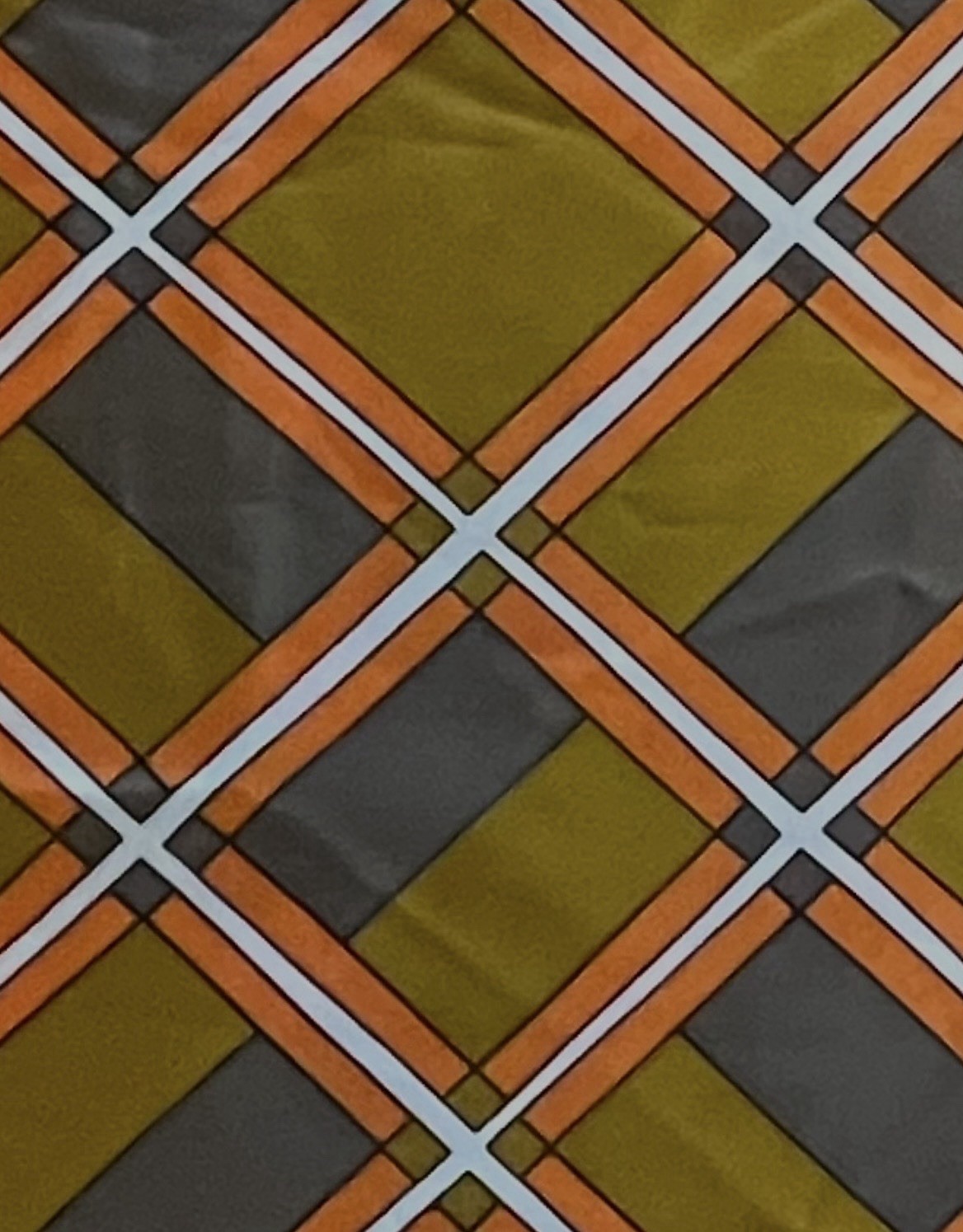 VTG Scarf Wrap 60s Geometric Design Oblong With Fringe Groovy Kitschy MCM