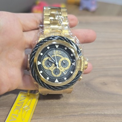 Invicta Bolt Chronograph Quartz Watch Gold/Black Stainless Steel Bracelet