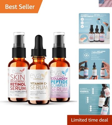 Trifecta Anti-Aging Face Serum Set   Retinol, Vitamin C & Peptides, 1 Fl Oz