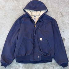 Carhartt FR Men's Hooded Work Jacket Navy 2XL Flame Resistant Made in Mexico