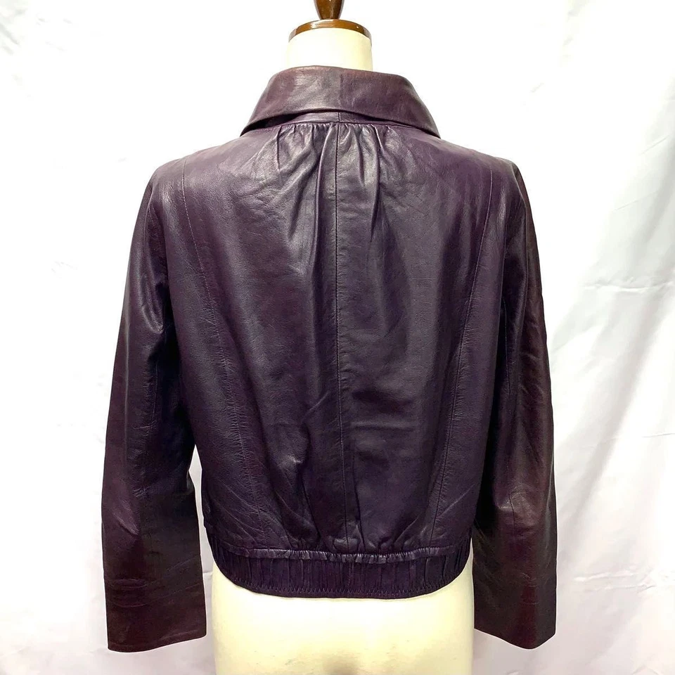 LOUIS VUITTON Authentic Women's Leather Jacket Purple Lambskin Short Length - Image 2 of 4