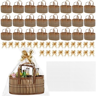 24 Set Baskets for Gifts Empty Sturdy Woven Bamboo Gift Basket with Bags and ...