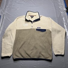 Patagonia Synchilla Snap T Fleece Pullover Men Medium 25580 ASHT Two Tone Beige