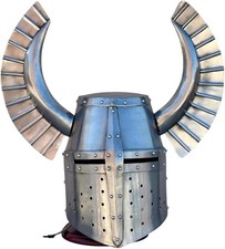 Templer Messing Kreuz Kreuzritter Helm mit Metallhorn - Ritterhelm - Mittelal...