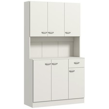 HOMCOM Freestanding Kitchen Cupboard, Storage Cabinet with Doors Cream White