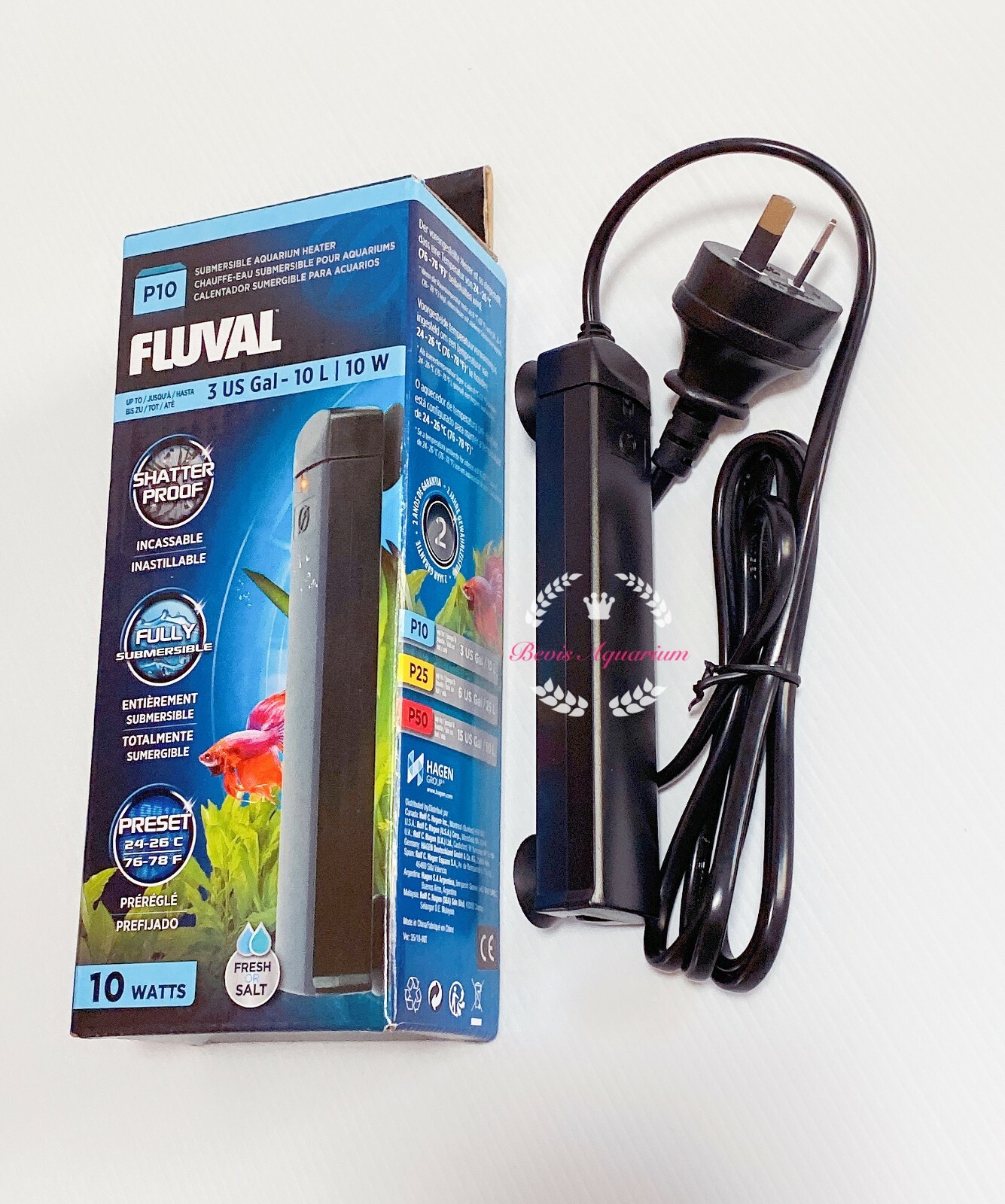 Fluval P10/P25 Fully Submersible Aquarium Heater 10W/25W Fish Tank