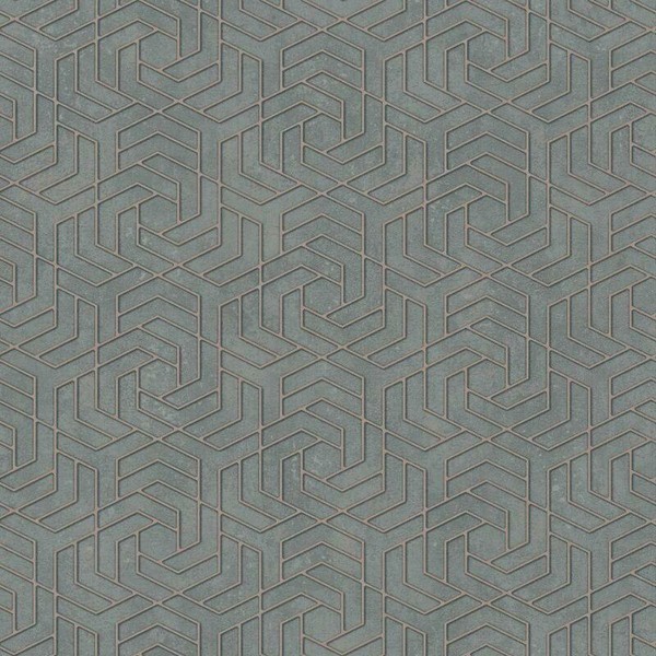 32609 - Stadt Glam Sechskant Geometrisch Rotgold Grau Galerie Tapete-image