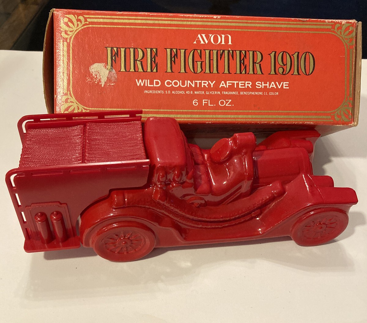 Vintage Avon Cologne Perfume Bottle Fire Fighter 1910 Box Collectible