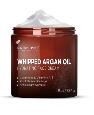 MAJESTIC PURE Whipped Argan Oil Moisturizer Face Cream for Women & Men - With Vi