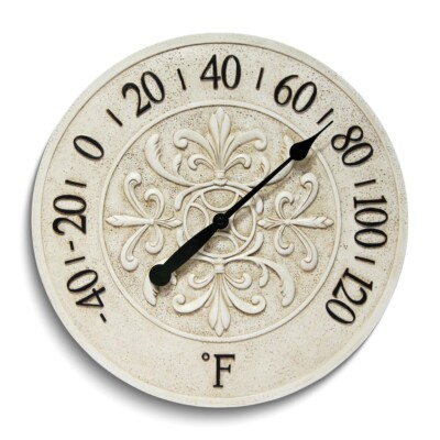 Blanc Fleur 3-in-1 Indoor/Outdoor Resin Wall Thermometer