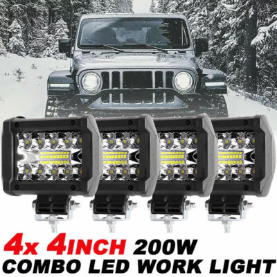 4x 4Inch LED Work Light Bar 4WD Offroad SPOT Pods Fog ATV SUV Truck Driving Lamp