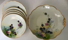 VINTAGE PORCELAIN BEAUTIFUL FRUIT BOWL SET HAND PAINTED