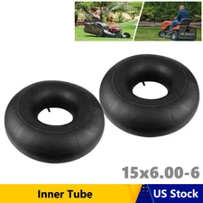 Set of 2 15x6.00-6 Lawn Mower Tire Inner Tubes 15X6-6, 15X6x6, 15/6x6 TR13 Valve